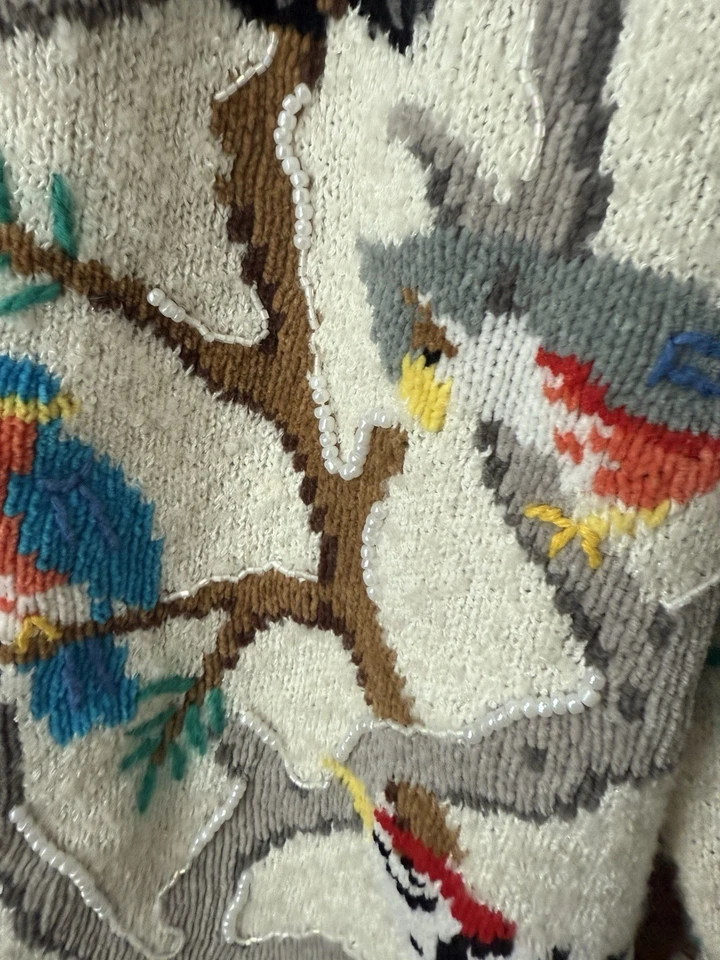 Cárdigan Suéter Design Options by Phillip Jane Gordon Vintage Holiday Bird Foto 2 de 4