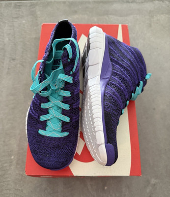 Nike Flyknit Chukka Purple/Teal Low Top Lace-Up Sneakers Style Code 639699