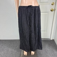 Eileen fisher Women's Large Skirt Striped Drawstring Lagenlook Linen Vintage S12