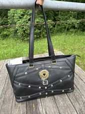 LOVE MOSCHINO Borsa Grain Nero Studded Shoulder Bag NWT New Purse Tote HandBag