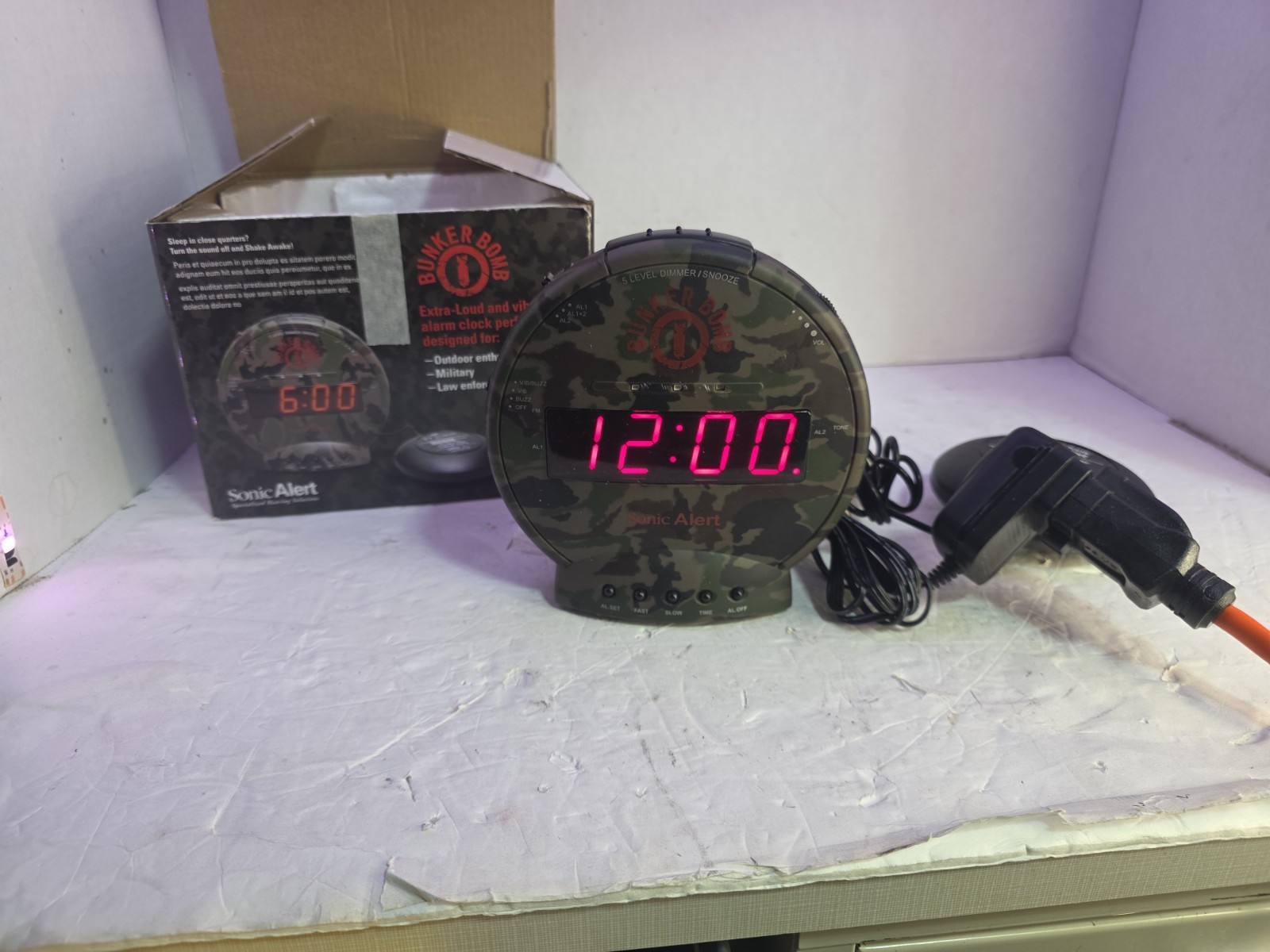 Sonic Alert Bunker Bomb Sbc575Ss Vibrating Alarm Clock SBC575SS