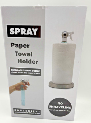 Paper Towel Holder Stand Dispenser Built-in Spray Bottle