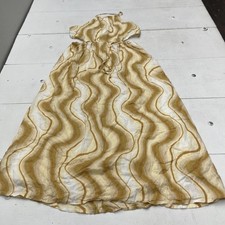 Faithfull The Brand Dress Womens Large Yellow Swirl Linen Halter Cutout Maxi