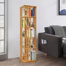 5-Tier Bookshelf Rotating Book Storage Display Rack 59in Height Modern Bookcase