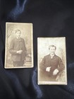 x2 pc Handsome Young Men Antique Cabinet Photo CDV Cards Sepia Victorian