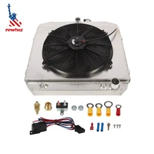 Cooling Radiator 3 Row Aluminum+Fan Shroud For 1955-1957 Chevy Block V8 Bel Air