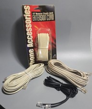 IVORY 15' ft  3 Extra Telephone Modular Line Cord Extension Lot