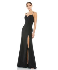Ieena For Mac Duggal Womens Size 2 Long Black Jeweled Gown With Slit 70220