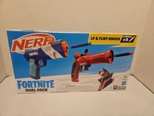 NERF Fortnite Dual Pack LP & Flint-Knock Blasters With 6 Elite Foam Darts 