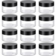 1 Oz Plastic Container Jars with Lids BPA Free, Empty Round Clear Cosmetic Co...