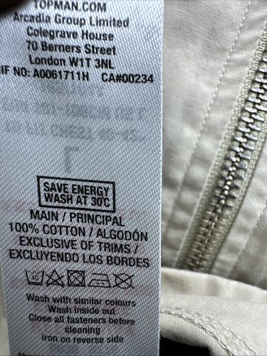 Topman Herren beige lässig durchgehender Reißverschluss Overshirt Größe Large gestreift Langarm - Bild 13 von 21
