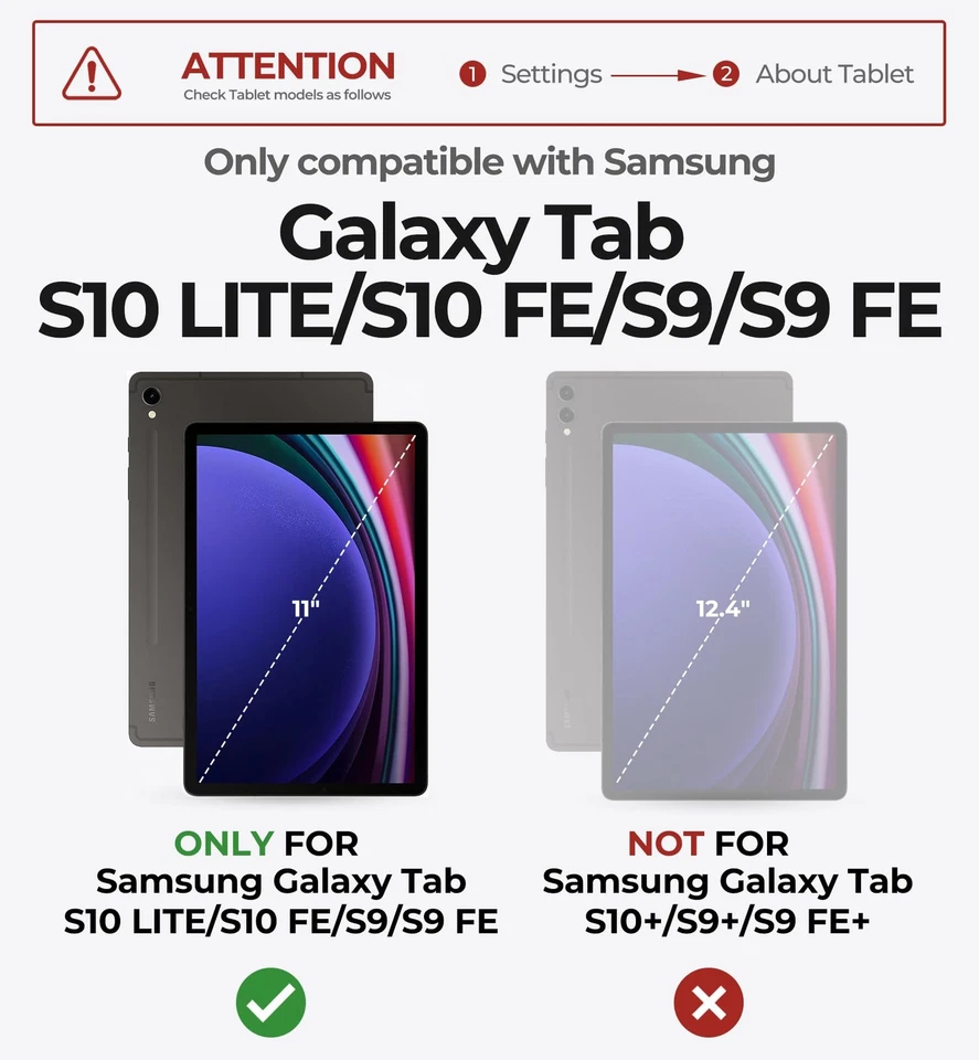 Keyboard Case for Samsung Galaxy Tab S10 Lite/S10 FE/S9 FE 5G 10.9"/S9 11"/ C... - Image 2 of 4