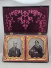 Antique Double Ambrotype 1/6 Photographs In Union Berg #1-99 Faithful Hound Case