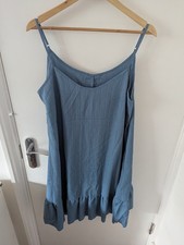 Shein Curve Women?s Blue Crinkle Strappy Midi Dress 0XL BNWT Summer Holiday