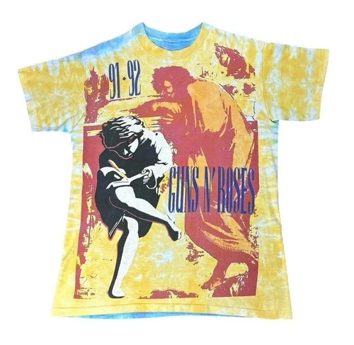 90s Vintage Guns N' Roses -92 Illusion Tour all over pri 1990s vintage concert t-shirt, vintage, single stitch, B+ condition