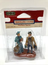 Lemax TRAVELLING COUPLE #12507 Poly-Resin Figurine Christmas Figurs 2001 NOS