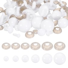 72 Pack Multi-size White Plastic Safety Eyes Bulk with Washers for DIY Crafts