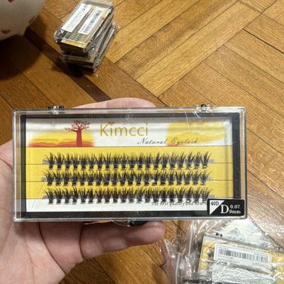 Kimcci 4D D Curl Cluster Eyelashes 0.07mm 9mm Black Natural Effect