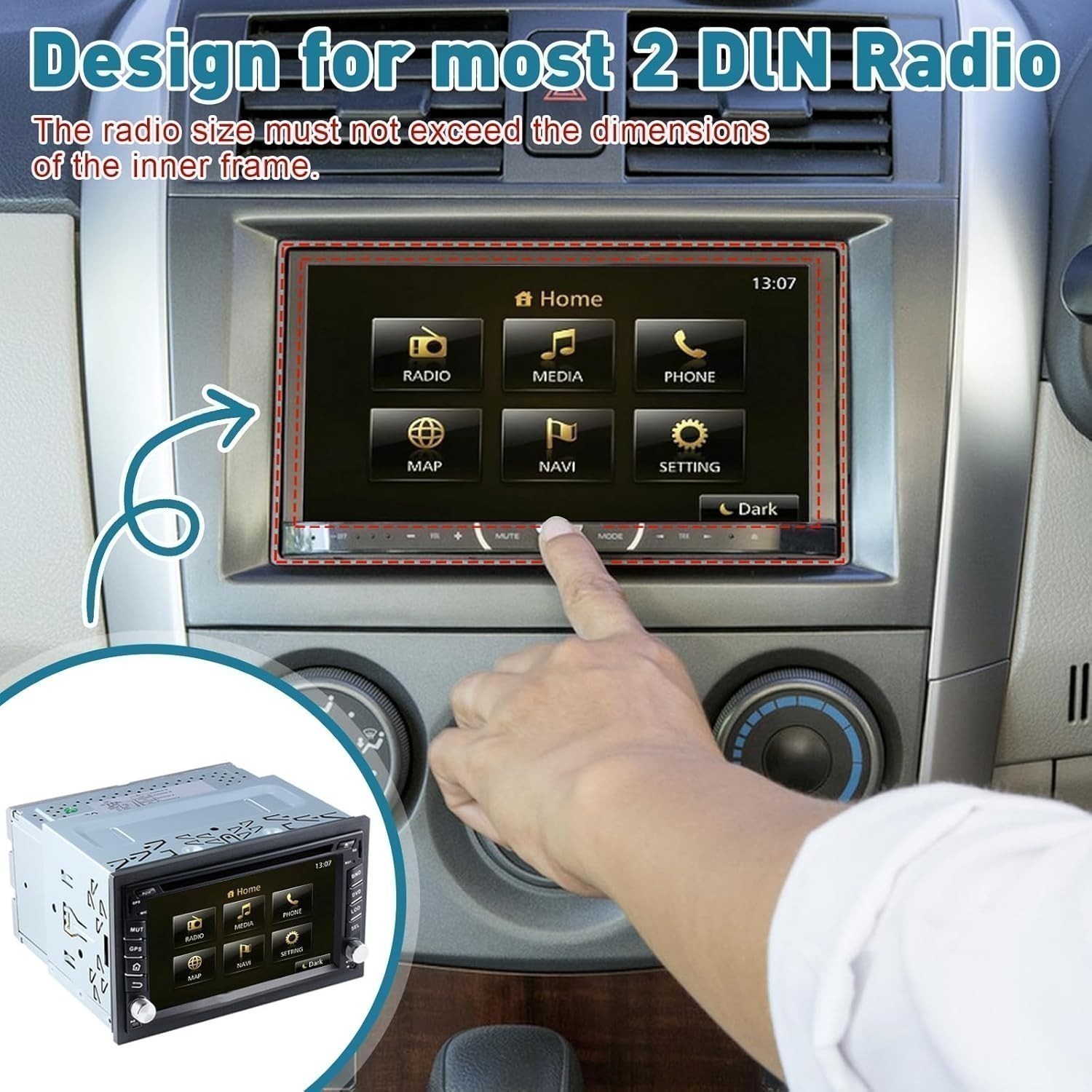 Telaio di montaggio autoradio doppio 2 DIN telaio in metallo per VW Jetta Skoda Golf Passat foto 5