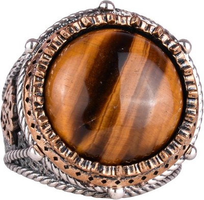 KAMBO 925 Sterling Silber natürliches Tigerauge Herren Ring Handarbeit Türkei