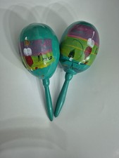 Pair Vintage Handpainted Gourd 'Mexico' Maracas Folk Art