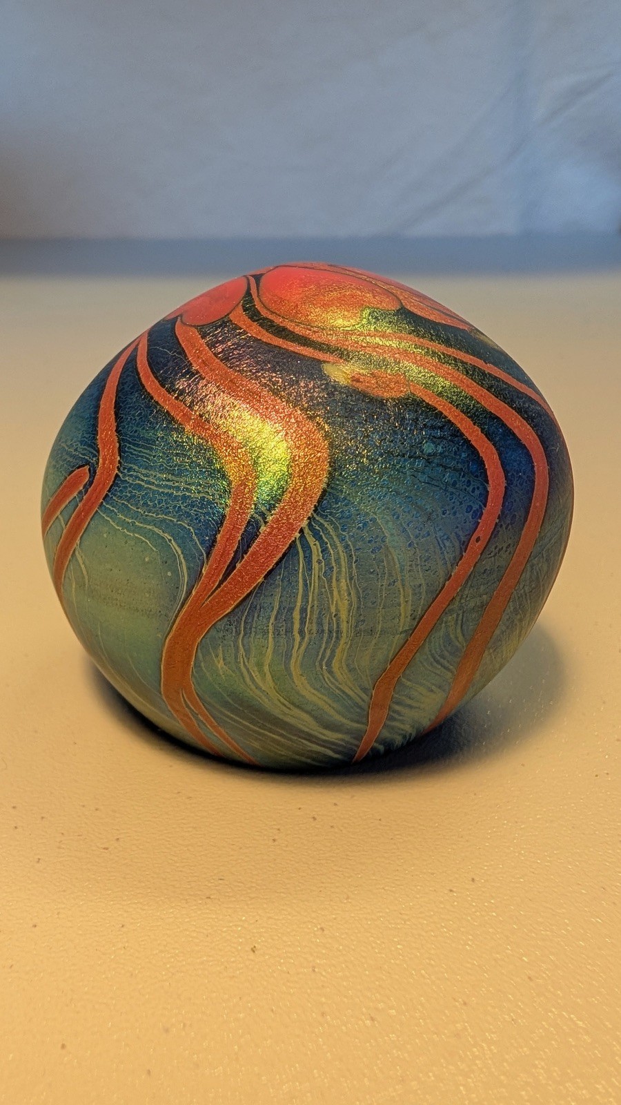 Vintage 1973 Mark Cantor Lundberg Studios Art Glass Hearts Signed Paperweight