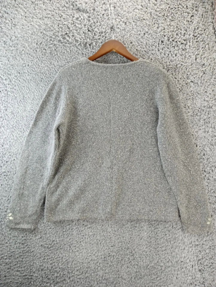 Cárdigan Suéter De Colección Dressbarn Para Mujer M Gris Seda Conejo Floral Cottagecore Foto 2 de 4