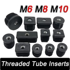 Round & Square Threaded Tube Inserts - M6 M8 M10 Thread