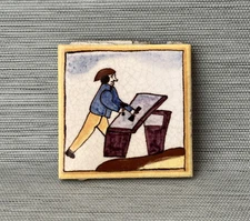 Antique AETCO American Faience European Style Art Tile, Carpenter