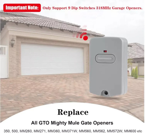 1PC Remote for GTO Mighty Mule 350 MM260 MM271 MM360 RB741 318MHz Garage Door - Picture 2 of 5