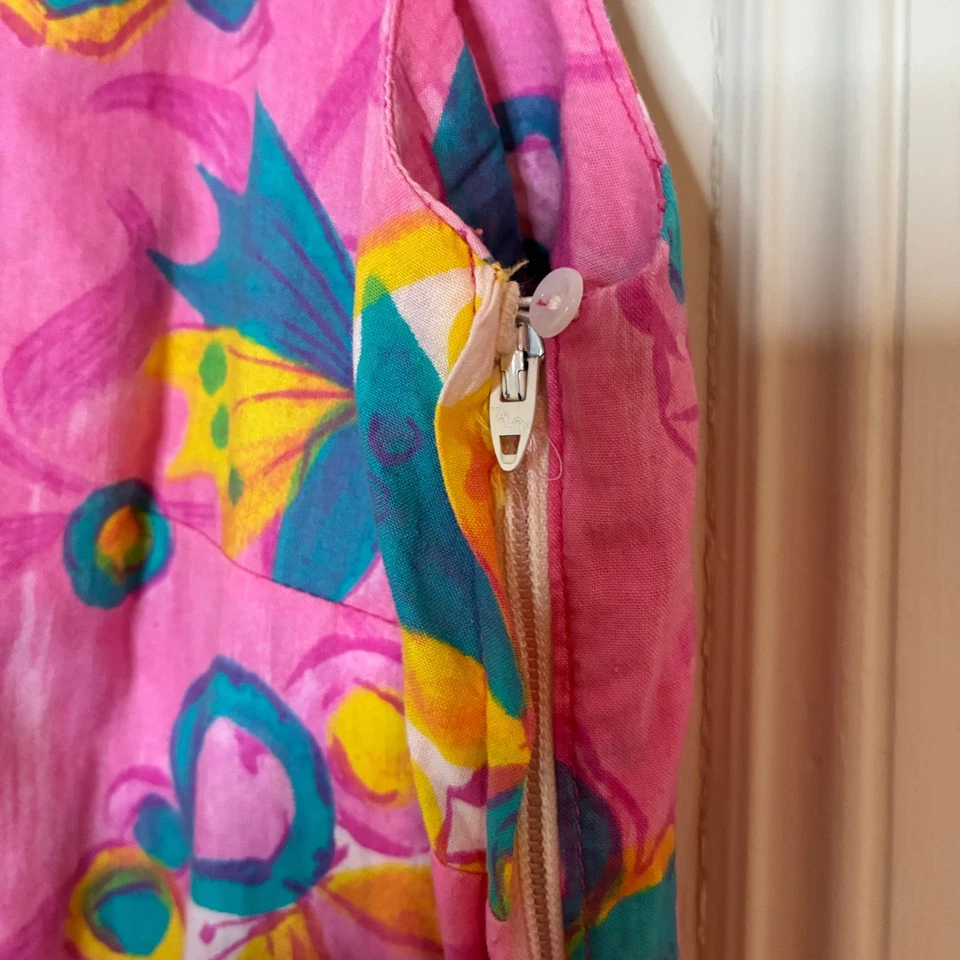 Vestido Donna Lee of California Sun Vintage Rosa Floral Años 60-70 Talla 16 Foto 3 de 4