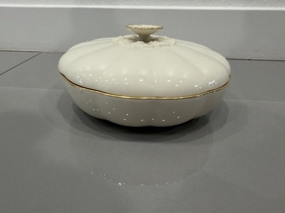 Lenox China Primrose Porcelain Lidded Serving Bowl Candy Dish 24k Gold Trim