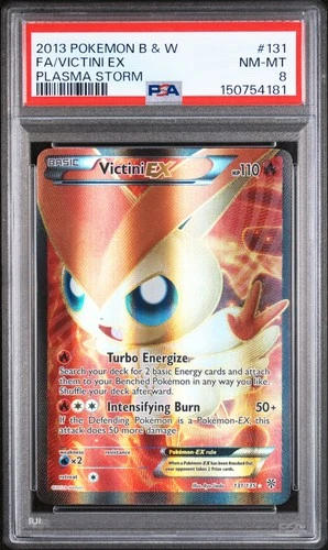 2013 POKEMON BLACK & WHITE PLASMA STORM #131 FULL ART/VICTINI EX PSA 8