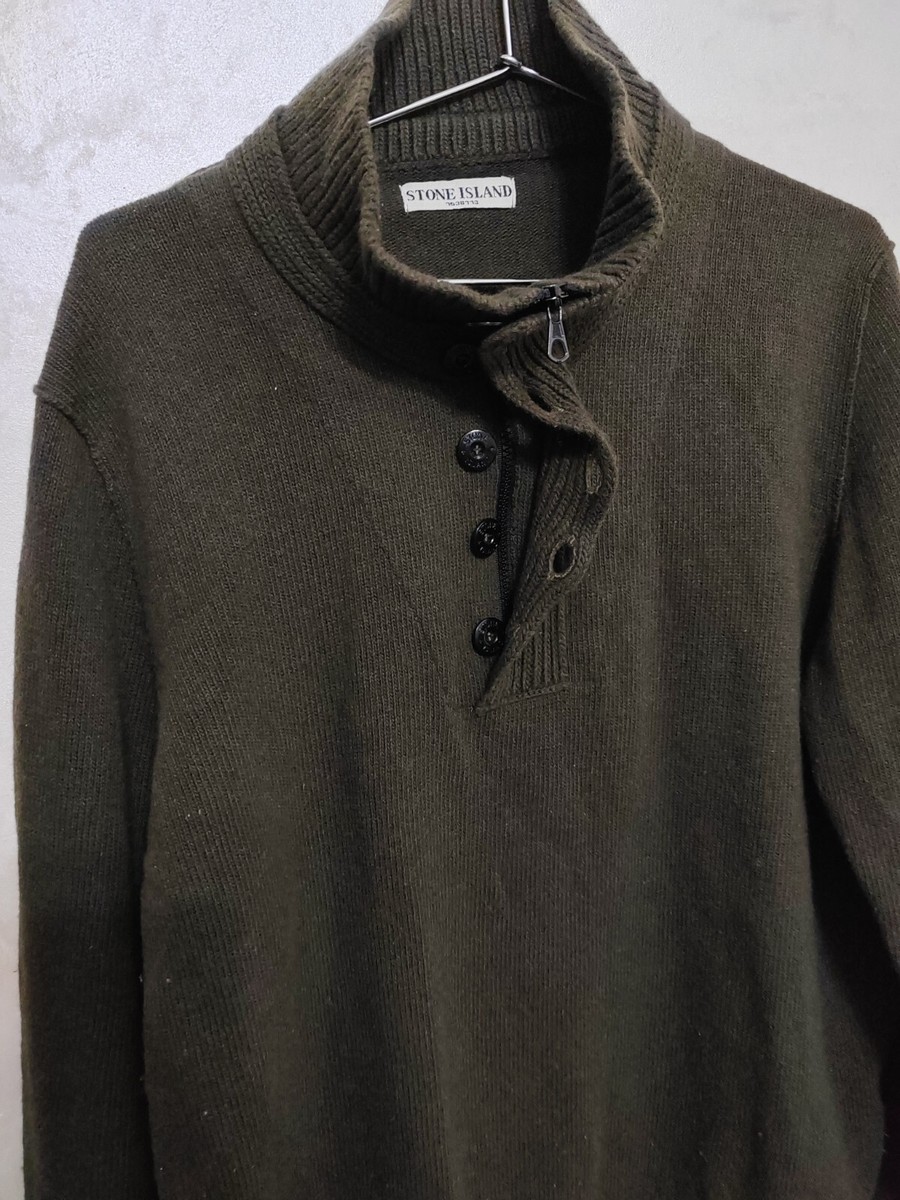 Stone Island Brown Vintage 100% Wool 1/4 Zip Button Sweater Stone Island Brown Vintage 100% Wool 1/4 Zip Button Sweater