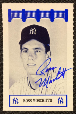Ross Moschitto Wiz AT&T NY Yankees Hand Signed Baseball Card W/coa