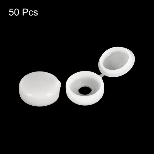 50Pcs 4mm Hinged Screw Cover Caps Plastic Fold Screw Snap Covers, White - Picture 3 of 5