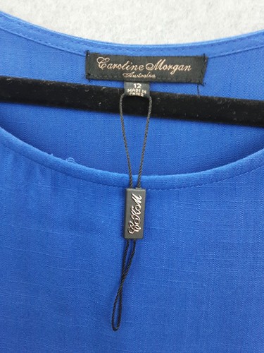 Caroline Morgan Size 12 Cobolt Blue Tunic Style Boho Lace Insert Top - Picture 5 of 11