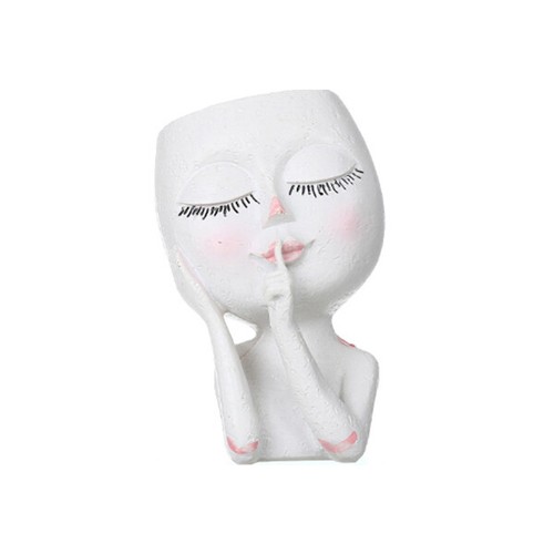 Vaso a forma di fioriera viso vaso testa pianta vaso vaso fiori decorazione resina - Foto 11 di 12