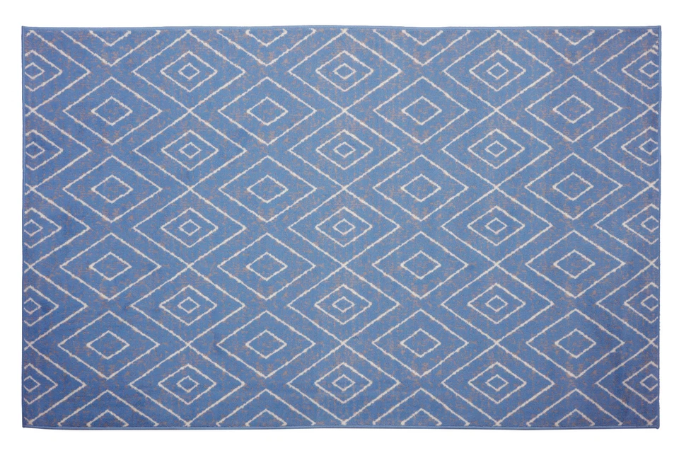 Diamond Geometric - 2'x4', Light Blue, Moroccan Transitional Area Rug - 517 - Image 3 of 4