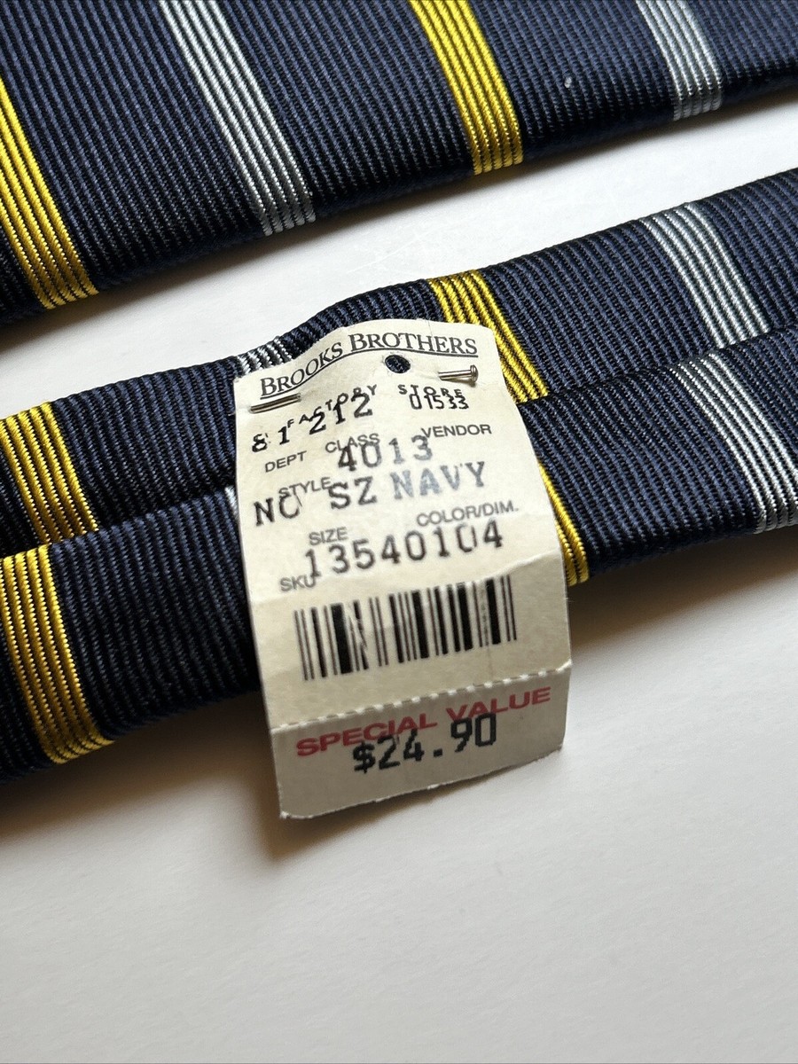 Brooks Brothers Makers Silk Horizontal Striped Tie USA Navy Blue