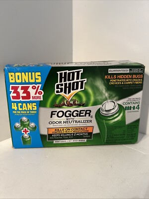 Hot Shot INDOOR FOGGER Bug Insect Killer Tick Roach Ant Spider Flies 4ct Sealed