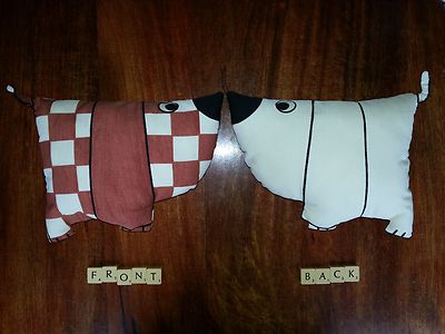 Stuffed Dog Cushion/ Handmade, soft cotton fabric with soft