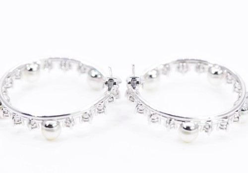 Chopard High Jewellery 6ct Diamond and Pearl 18k White Gold Earrings- Mint - Picture 8 of 9