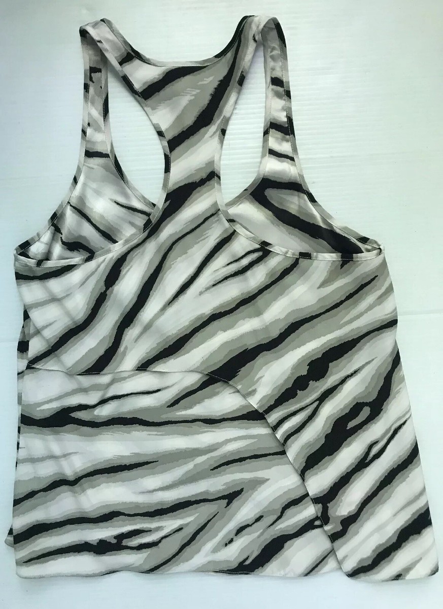 トップス y3k cyber print parker Y2K Womens Size XS 0 2 Tank Top Zebra Print 100% Silk $198