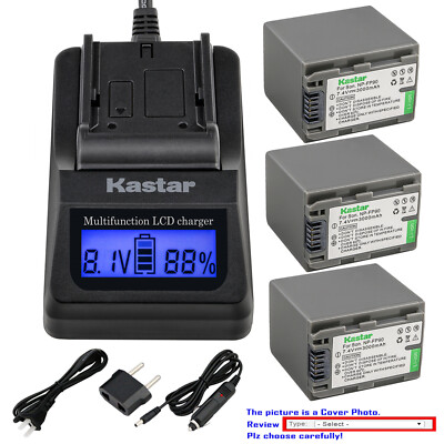 Kastar Battery LCD Fast Charger for Sony BC-TRP BC-TRH BC-TRV BC-VH1 AC-VQH10