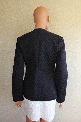 St. John Coats Women's XS Black Quilted Jacket Gold Signed Logo Buttons - Picture 7 of 8