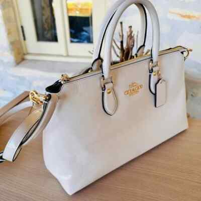 Coach Georgia Satchel Bag Crinkle Patent Leather Crossbody Tote