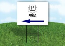 PARKING BLUE ARROW LEFT Yard Sign Road with Stand LAWN SIGN Single sided