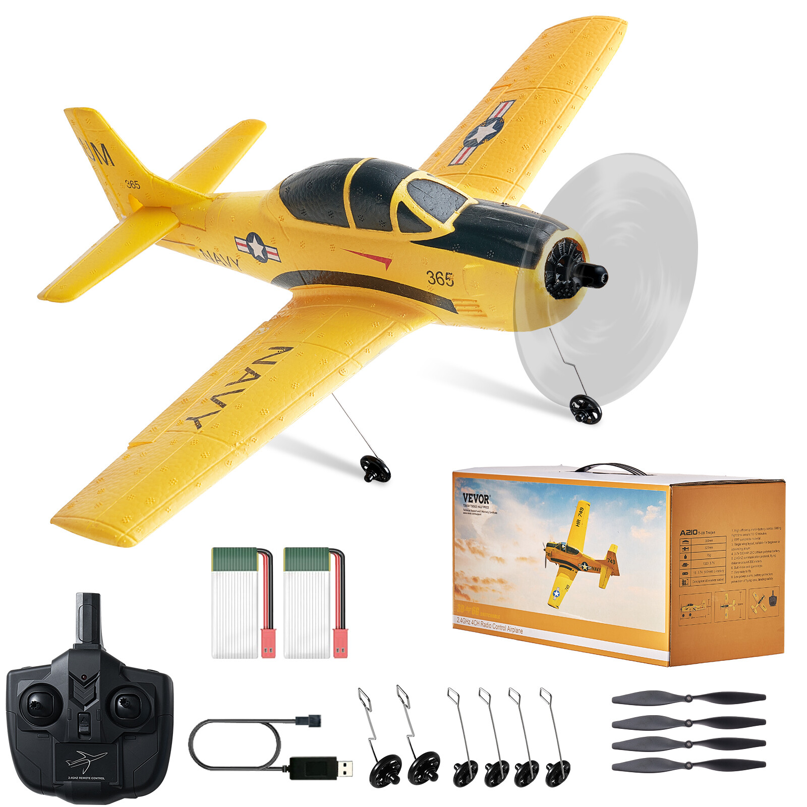Avion RC de planeur radiocommandé VEVOR en mousse EPP avec batterie