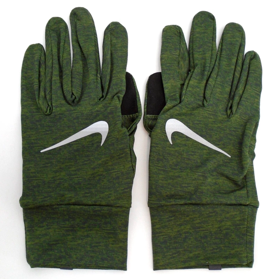 Guantes Nike Dri-Fit para hombre elemento grande correr verde áspero/oliva/plateado Foto 2 de 4